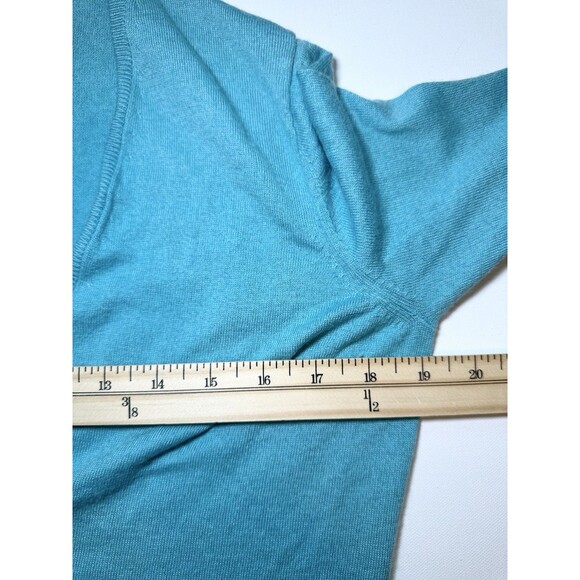 Nordstrom Collection Cashmere Silk Blend Button Aqua Blue Cardigan Women's MED - Picture 13 of 14